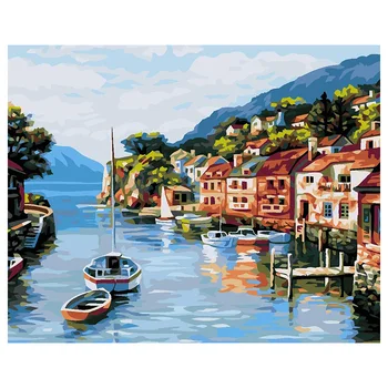 

Paint By Numbers For Adults, DIY Canvas Oil Painting Kit Acrylic Painting Kit For Kids Adults Sailboat
