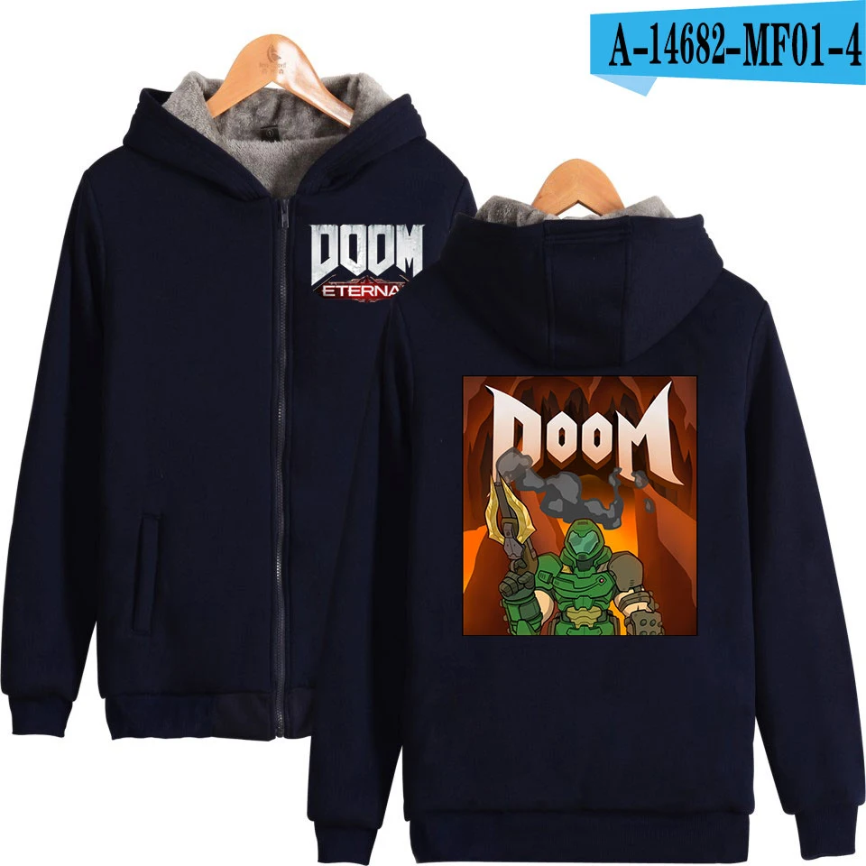 Doom Eternal/плотная толстовка с капюшоном; очень теплое пальто; зимний модный пиджак на молнии; уличная одежда унисекс; большие размеры - Цвет: navy