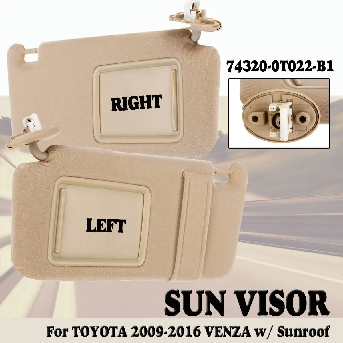 

Car Left+Right Driver Side Wired Sun Visor Auto Shield Visors Windscreen For TOYOTA 2009-16 VENZA W/ SUNROOF Light