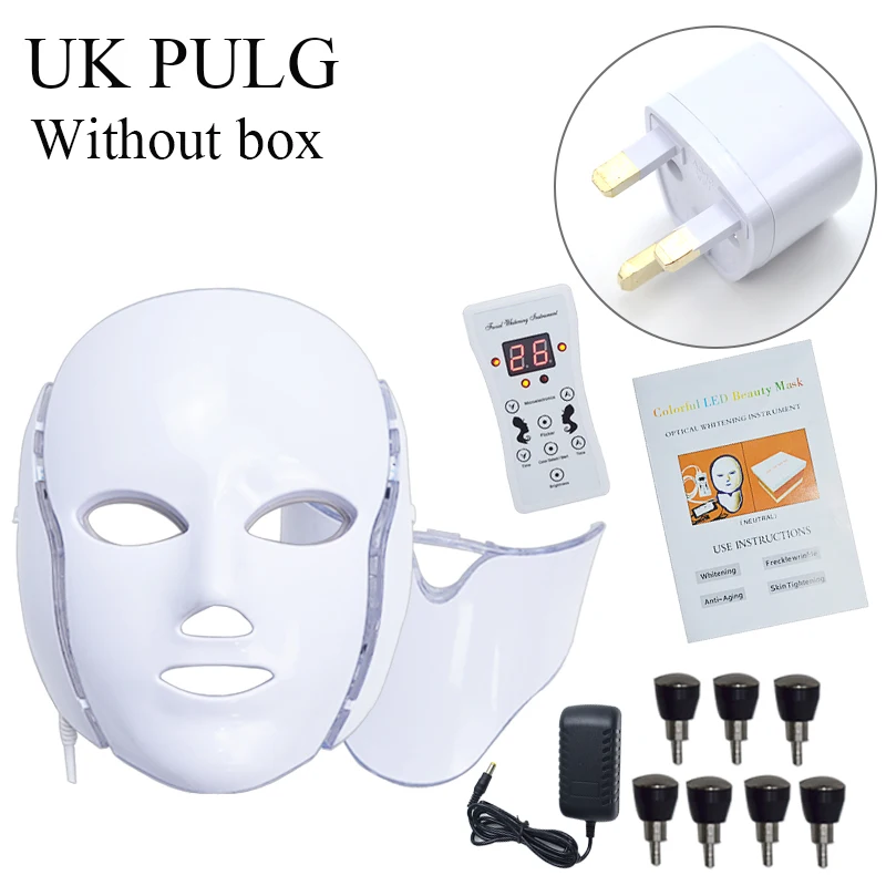 Licheng светодиодный маска для лица с шейным лицом, косметическая машина для омоложения кожи, салонная маска для домашнего использования, фотонная терапия, акне - Цвет: without box UK