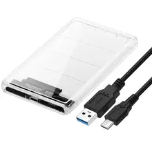 2,5 дюймов Прозрачный чехол для жесткого диска type-C на SATA USB 3,1 Gen 2 HDD SSD мобильный корпус коробка ТБ 10gbps USB3.1 чехол