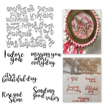 

YaMinSanNiO Beautiful Day Words Dies Missing You Letter Metal Cutting Dies Letter For Scrapbooking Embossing DIY Crafts Stencils