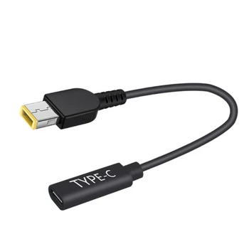 

15cm 65W USB C PD Type C Female to Square Slim Tip Power Charging Cable for -Lenovo Thinkpad E440 E450 E550 E560 T430 T440S