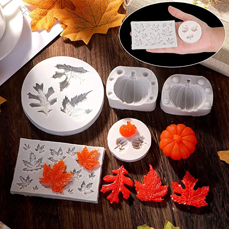 3D Pumpkin Maple Leaf Silicone Mold DIY Candle Clay Resin Plaster Mould Cake Baking Utensils Baking Tools
