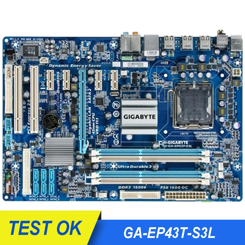 Для Gigabyte GA-EP43T-S3L рабочего Материнская плата EP43T-S3L P43 разъем LGA 775 DDR3 блок питания ATX