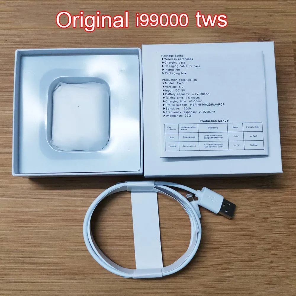 White I99000 Tws Arie 2 беспроводные Bluetooth наушники с регулировкой громкости супер бас 1536D PK i5000 i9000 i90000 Pro MAX i90000Pro TWS - Цвет: White