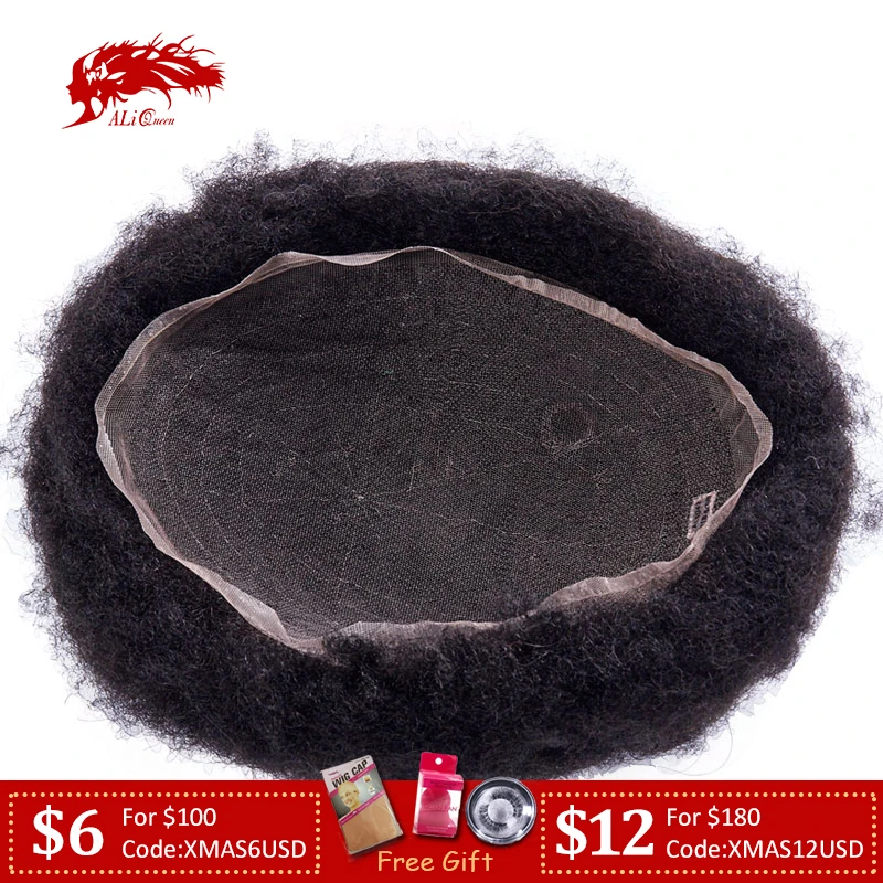 

Ali Queen Hair Mens Toupee Full Lace Afro Kinky Curly Remy Indian Hair Replacement Human Hair System All Lace Hairpieces