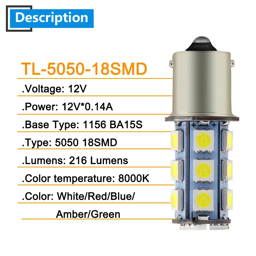 Ba15s Single Bayonet 18 smd LED Bulb - Atlantic Marine Lighting