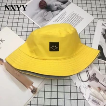 NXYY Панама мужская шляпа-Панама женская летняя Панама с принтом улыбающееся лицо желтый боб козырек шляпа хип-хоп Gorros Рыбацкая шляпа