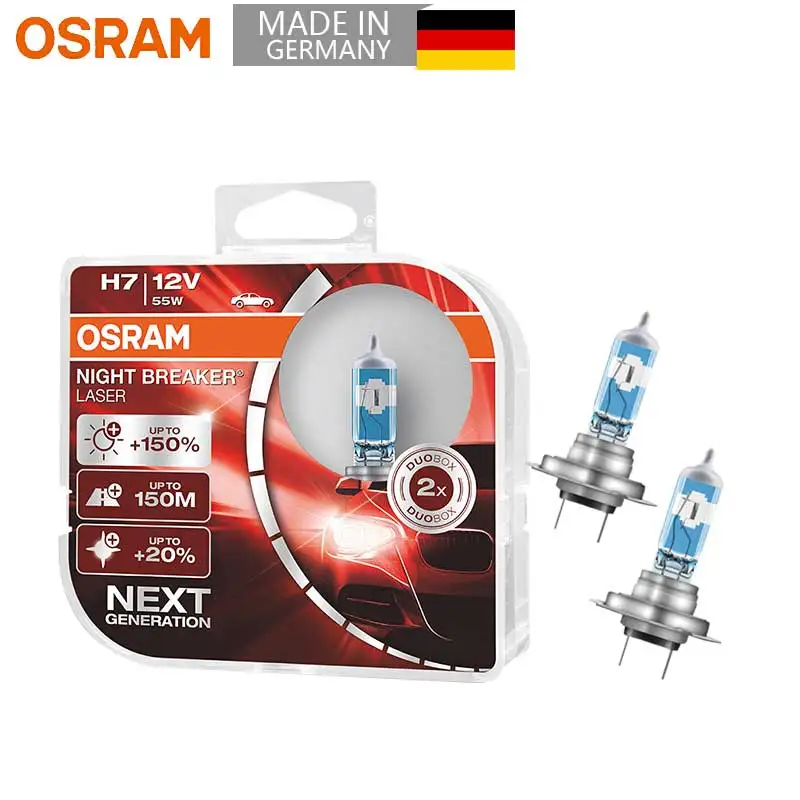 Next Generation +150% H4 Car Headlight Bulbs Twin OSRAM Night Breaker Laser 