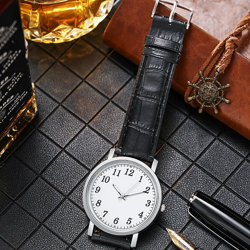 relogio masculino Fashion Watches For Men Casual Business Quartz Digital Watch Leather Band Simple Luxury Chronograph Watches#E