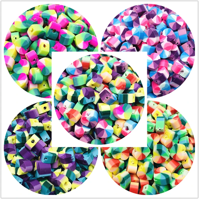 30pcs/Lot 10mm Rainbow Colors Clay Spacer Beads Polymer For Jewelry Making DIY Handmade Accessories | Дом и сад