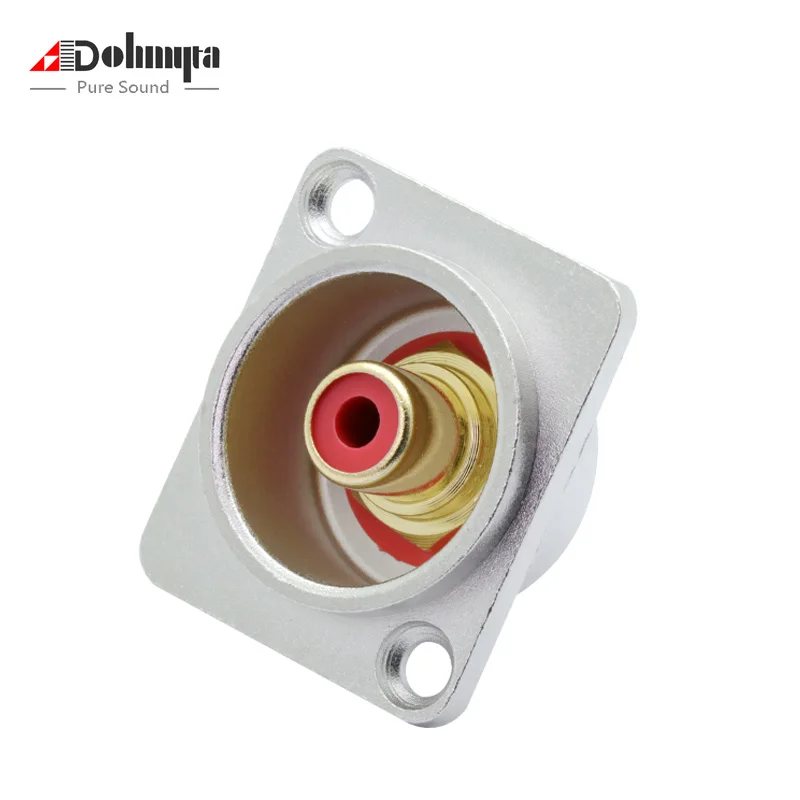 

1pc High Quality Soldered Gold Plated RCA Female Panel Socket RCA Jack Panel Chassis Mount Square Silver Red&White