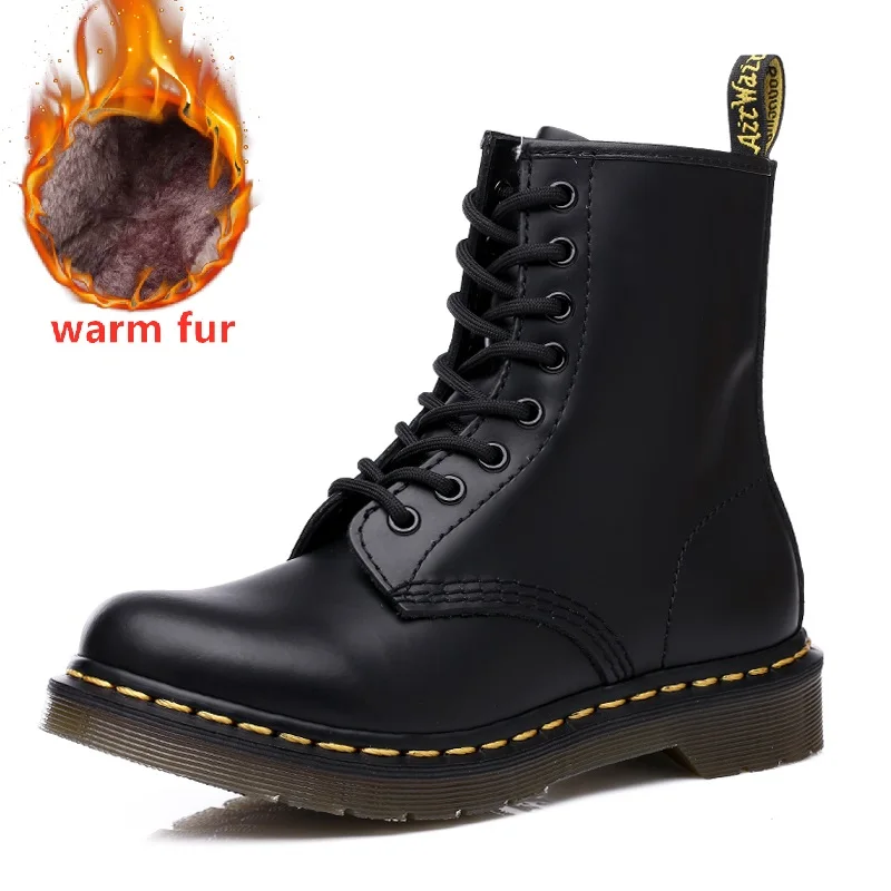 

Doc Woman Boots Platform Martin Shoes Fashion Leather Ankle Boots Bot Cowboy Waterproof Motorcycle Boots Winter Snow Boots Women