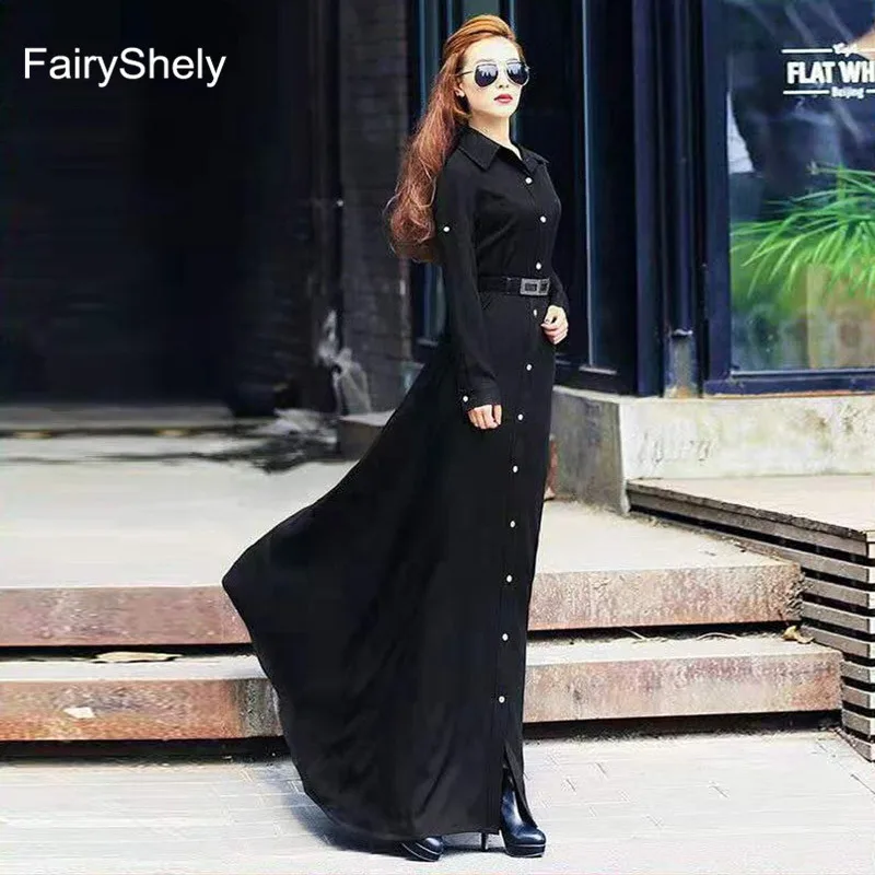 FairyShely 2020 весеннее длинное платье макси для женщин сексуальное черное Клубное