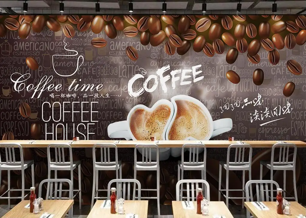 papel de parede café restaurante auto-adesivo decoração mural