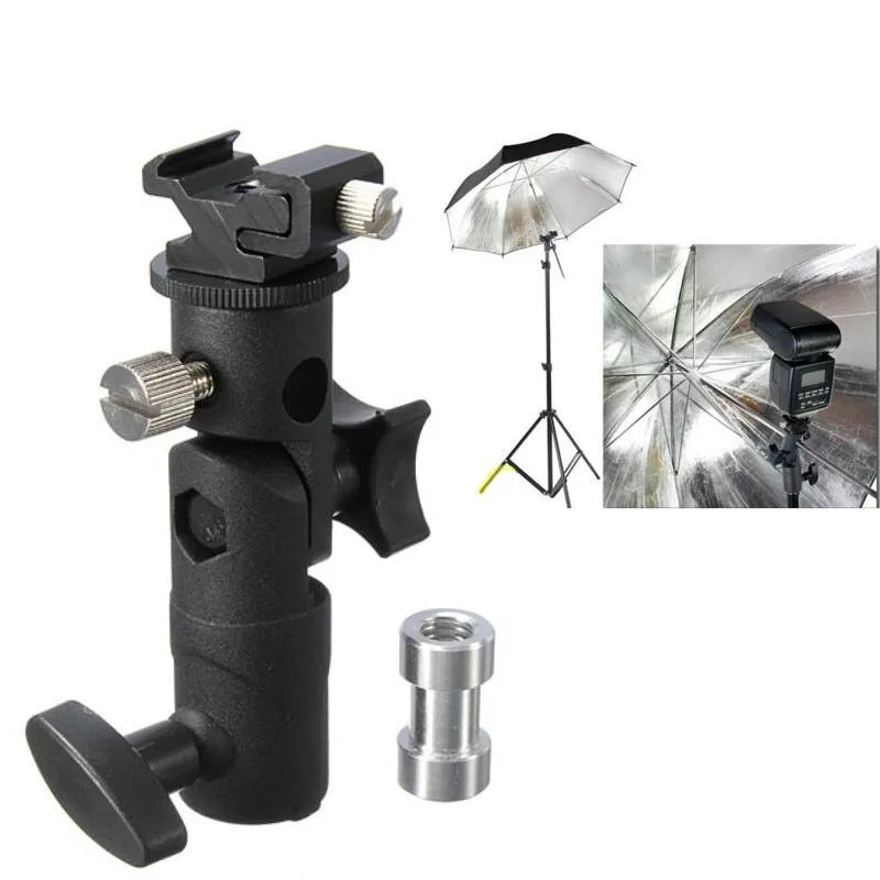 Phot-R Type E Professional Universal Light Stand Swivel Hot Shoe Flash Holder Mount with Umbrella Holder for Canon and Nikon 