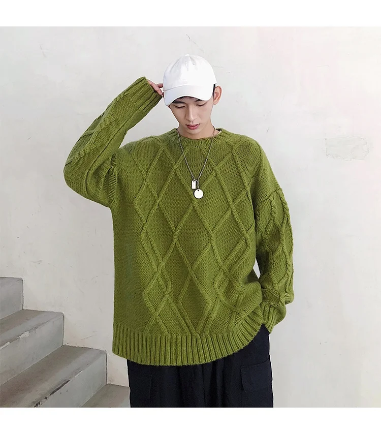 Модный тренд pull homme высококачественный повседневный мужской однотонный Зимний вязаный свитер с круглым воротником Harajuku пуловер мужская Корейская одежда