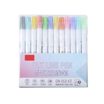 

Drawing Double Line Outline Pen Highlighter Marker 8/12 Colors Art Pen For DIY Art Crafts Coloring Painting Sketching JR Deals