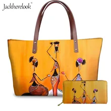 Оранжевая абстрактная картина Африка женские сумки и кожаный кошелек искусство черная африканская девушка ручная сумка повседневная сумка на плечо кошелек