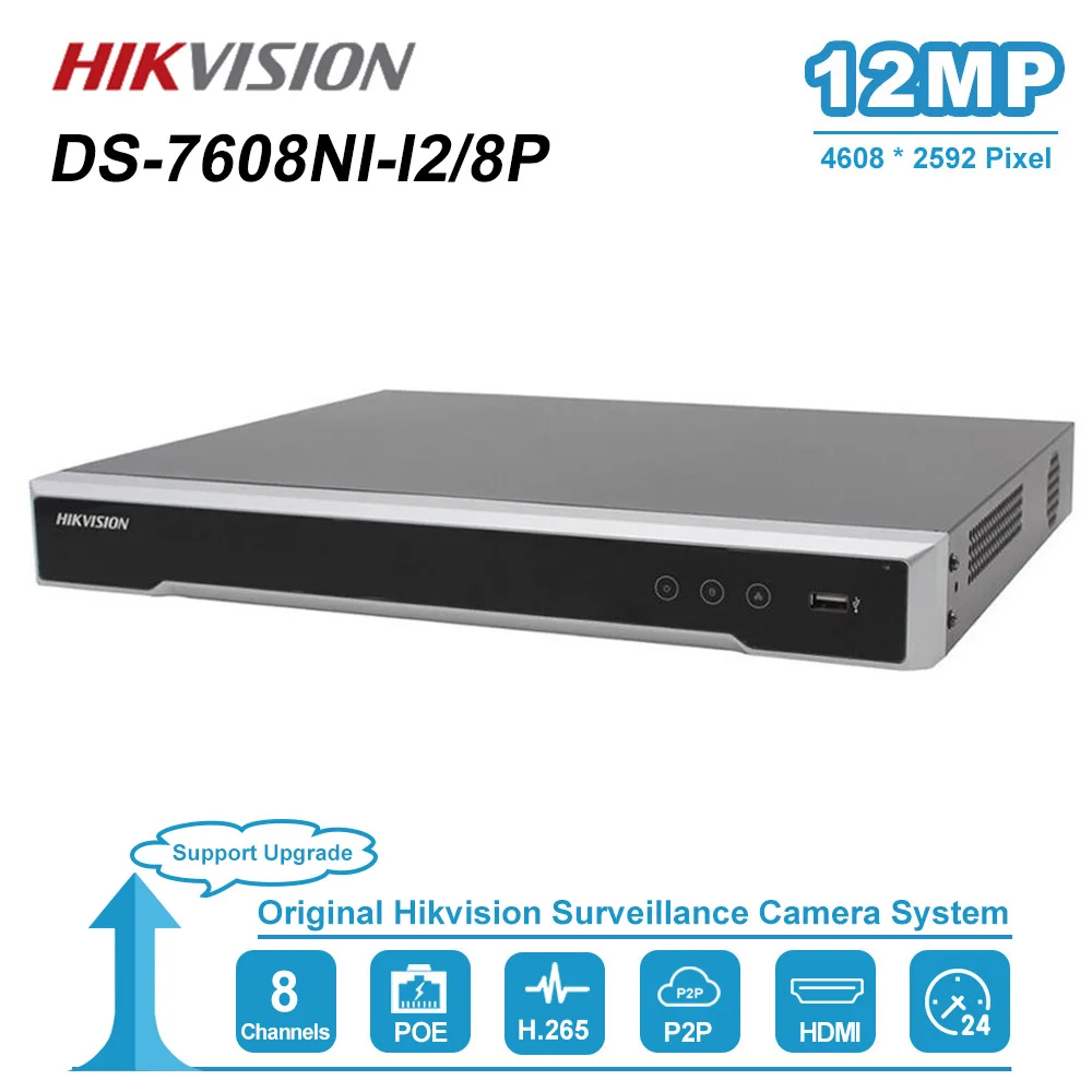 Hikvision 8CH 4K NVR DS-7608NI-I2/8 P Plug & Play z 8 portami POE 2 SATA wideo sieciowe Recoder do rozdzielczości 12MP H.265 Hikvision 8CH 4K NVR DS-7608NI-I2/8 P Plug & Play z 8 portami POE 2 SATA wideo sieciowe Recoder do rozdzielczości 12MP H.265