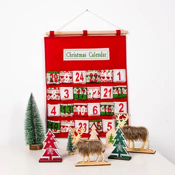 

Christmas 24 Day Hanging Advent Calendar Nonwovens Holiday Christmas Candy Storage Bag Wall Decor