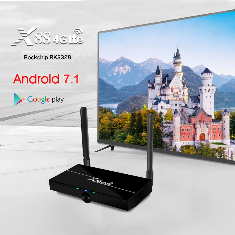 X88 4G lte ТВ коробка Android 7 1 2 Гб RAM 16 Assistant RK3328 четырехъядерный 4/5G двойной Wifi Youtube 4K с Nano
