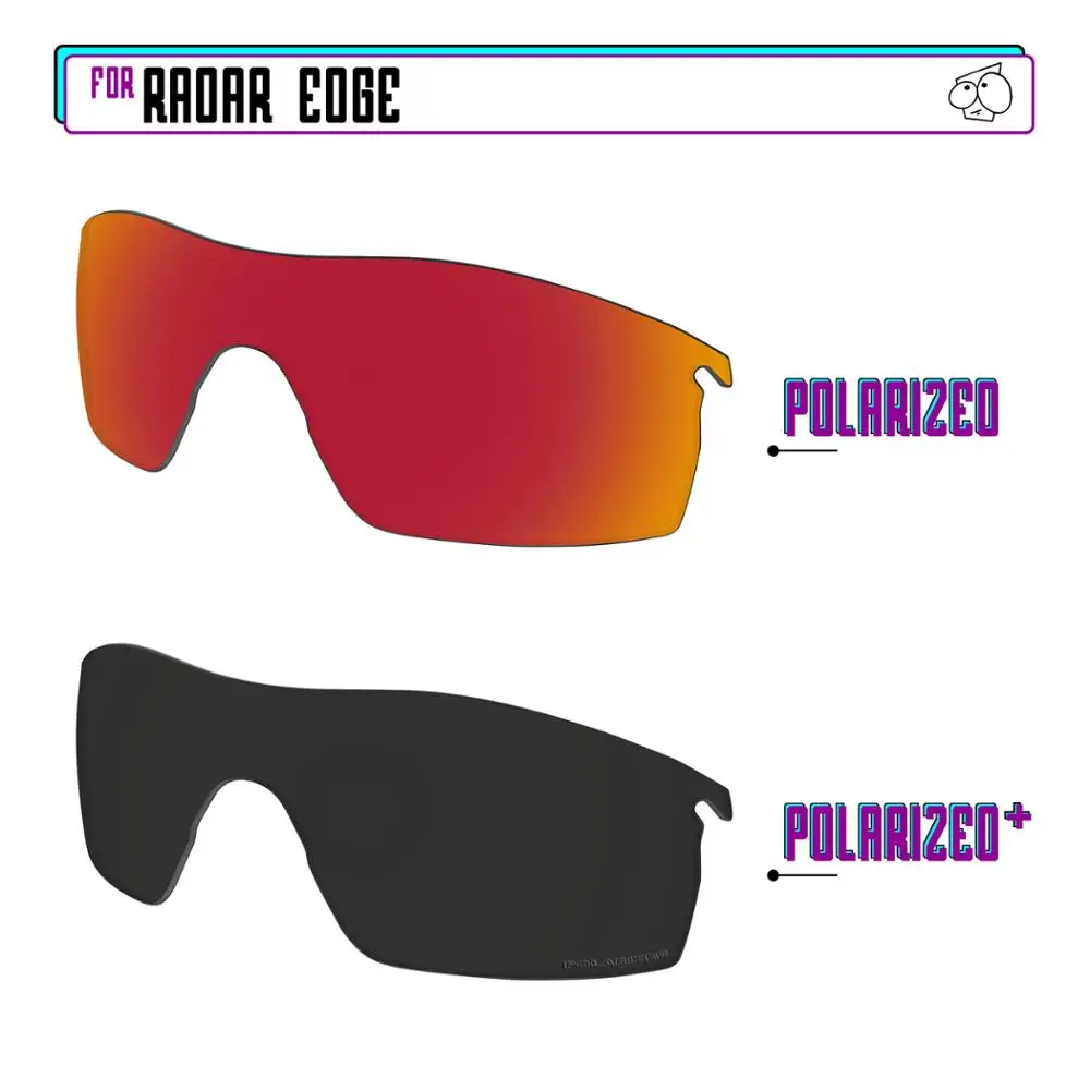 

EZReplace Polarized Replacement Lenses for - Oakley Radar Edge Sunglasses - Black P Plus-Red P