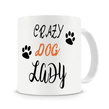 

Crazy Dog Lady Funny Dog Lover Gift Coffee Mug Cup with Stirring Spoon
