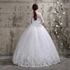 Customized Wedding Dress Style Bride Plus Size Flower Wedding Dresses Dreamy Full-sleeve Bridal Lace Up Dresses Ball Gowns 4