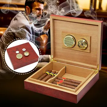 

Cedar Wood Lined Cigar Humidor Storage Case Box with Humidifier Hygrometer SP99