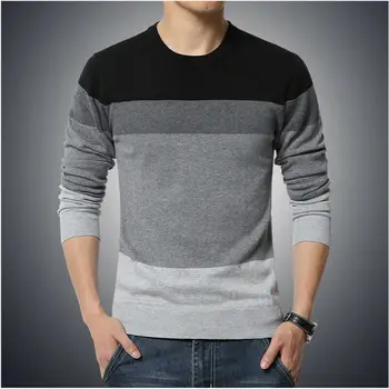 

2020 Autumn And Winter Man Casual Color Matching Pullover Sweater Long-sleeved Knit Sweater Round Neck Warm Shirt