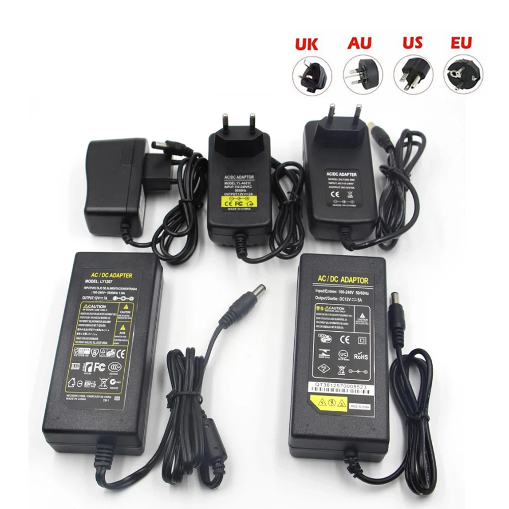 AC 100V-240V DC 12 Вольт Трансформатор конвертер 1A 2A 3A 5A 6A 8A 10A Питание адаптер для детей