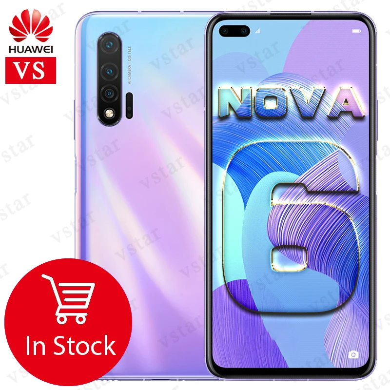 Оригинальный смартфон HUAWEI Nova 6 экран 57 дюйма Восьмиядерный процессор Kirin 990 Android 10 0