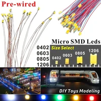 0805 1206 0603 0402 12V SMD LED Lights 1.5K Resistor Wired Strip For Micro Model Train/Building Sand Table Lighting Scene Layout 1