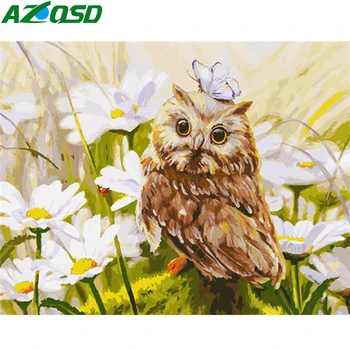 

AZQSD Oil Painting By Numbers Animal On Canvas DIY Unframe Acrylic Paint Draw By Number Sets Owl Unique Gift For Adult