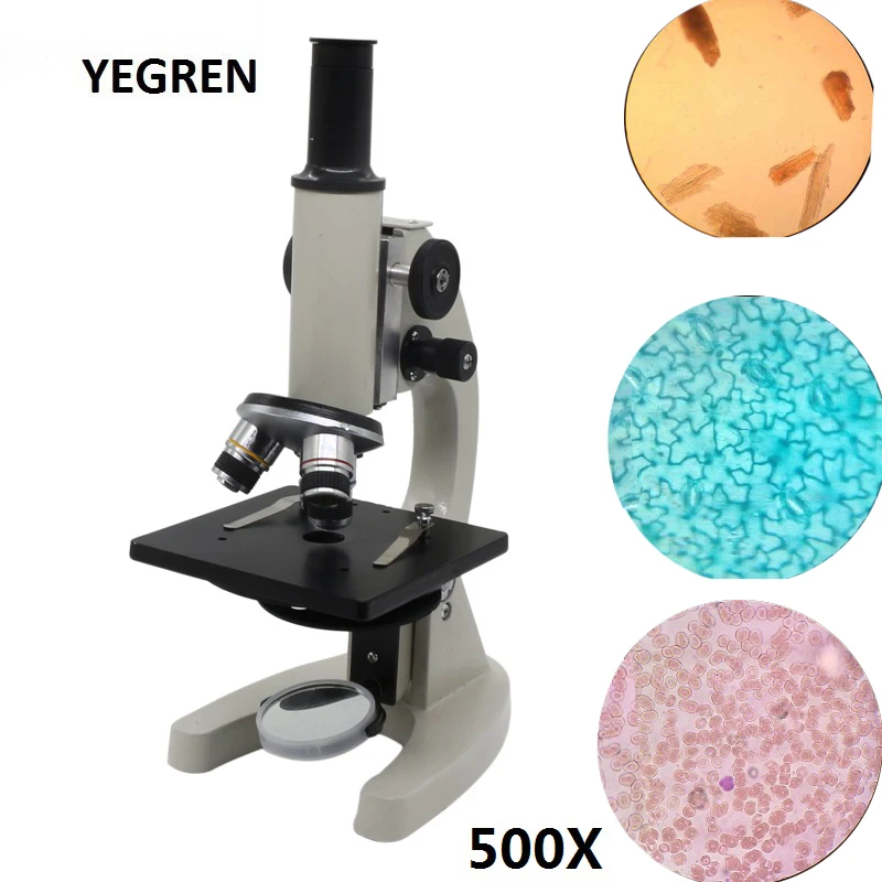 

40X-500X Monocular Biological Microscope Students Education Bio-microscope Primary and Middle School Laboratory Science
