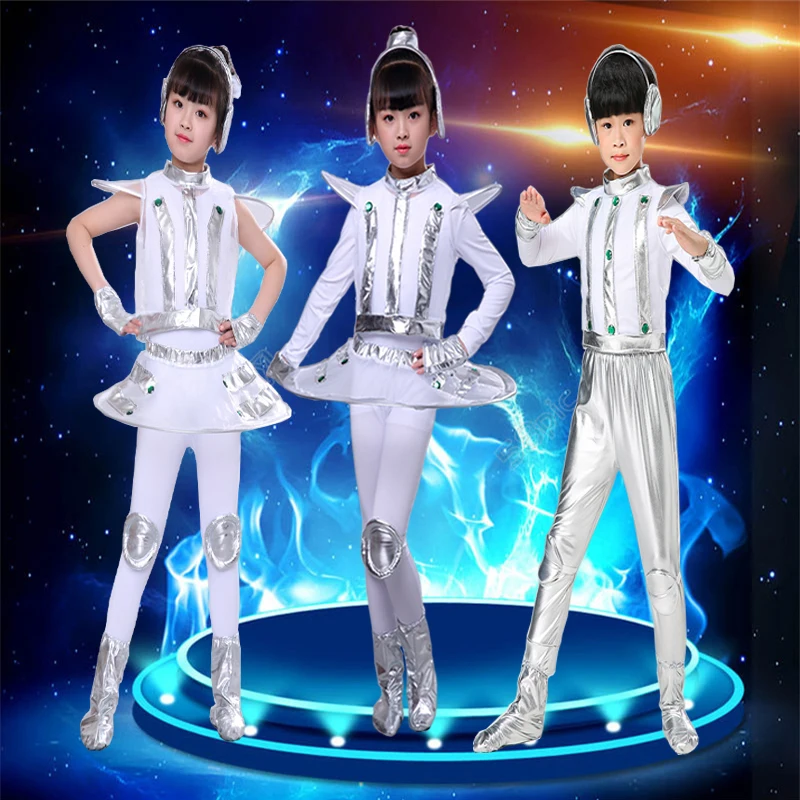 Kid Party Anime Cosplay Robot Costume Astronaut Performance Space Stage Dance Wear Kids Clothes Jumpsuit Skirt Boy Girl |