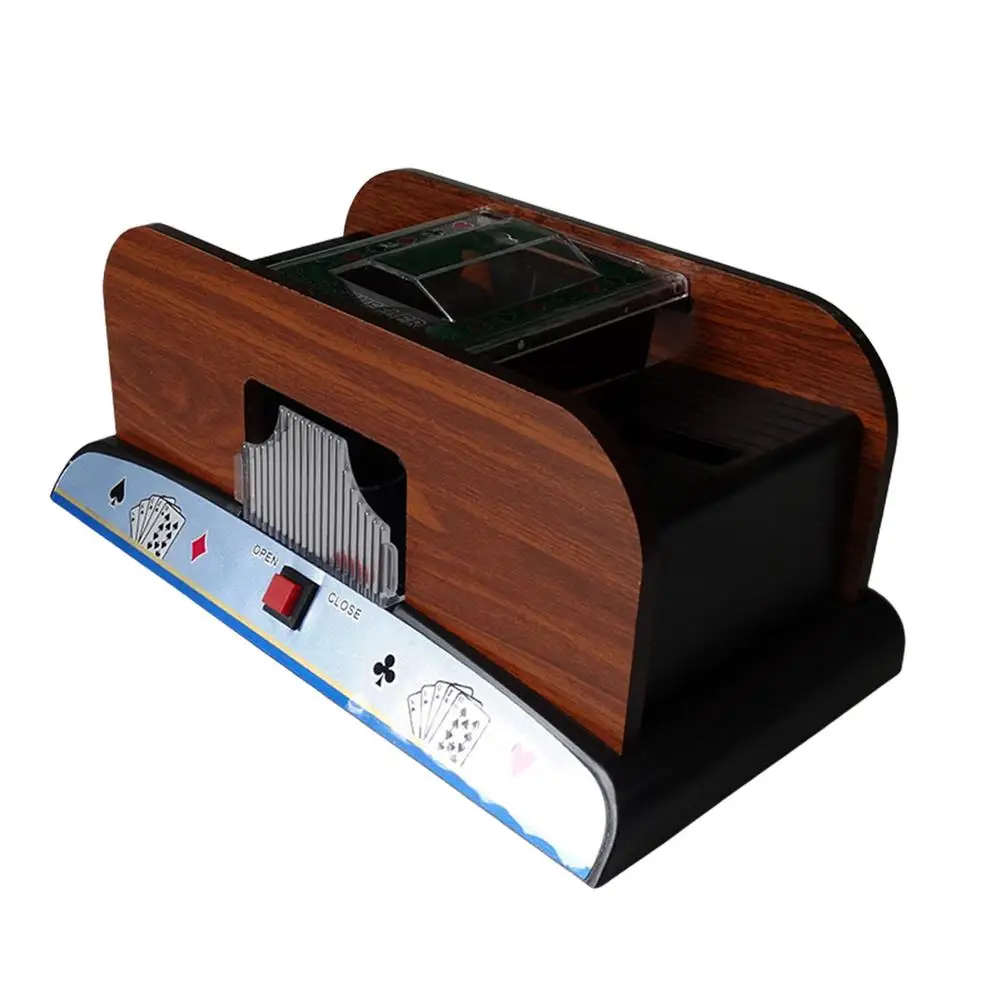 Wooden Automatic Card Shuffler 2 Decks Of Poker Playing Cards Machine For Tables 