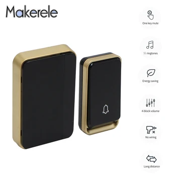 

No Battery Required Wireless Caregiver Doorbell Hanger EU Plug Long Distance with 1/2 button 1/2 Receiver Good Quality MKK06
