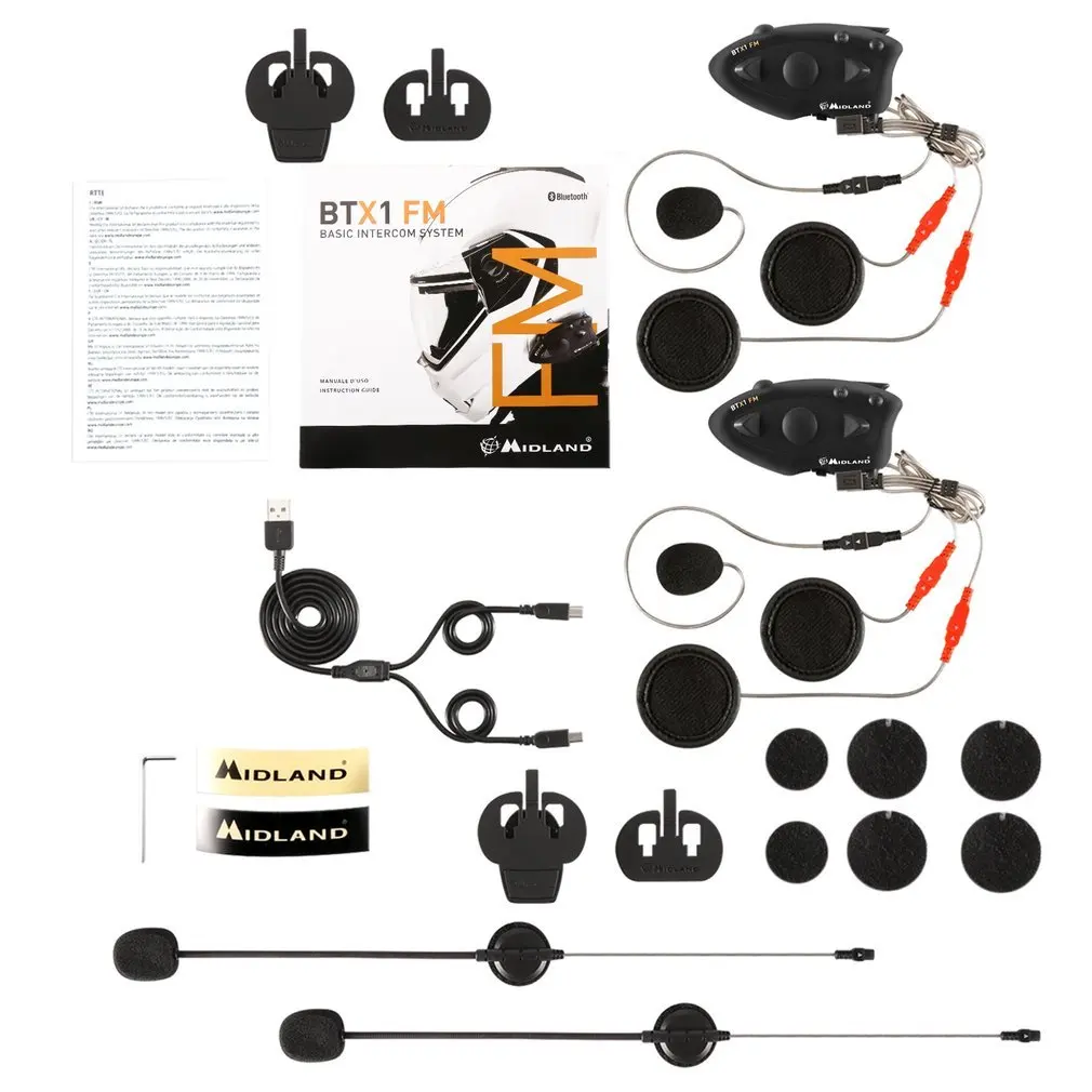 

Black Durable MIDLAND BTX1 Motorcycle Helmet Headset Intercom Hands-free Interphone FM Rider-to-Passanger Intercom
