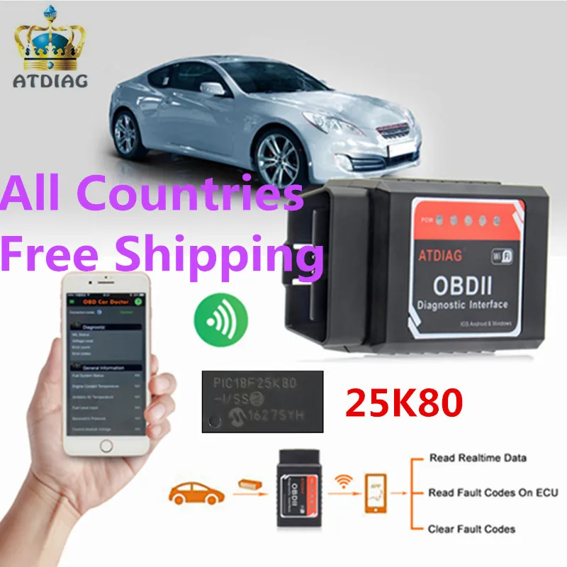 ELM327 WiFi V1.5 with Chip PIC18F25K80 Diagnostic Tool ELM 327 For