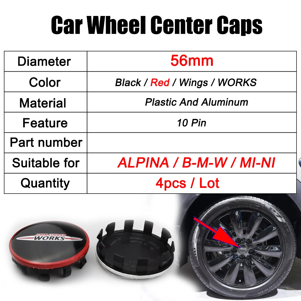 Задняя крышка для MINI JOHN Cooper S Works JCW One + R56 R60 R61 F54 F55 F56 F60 аксессуары автомобиля 4 шт. 56