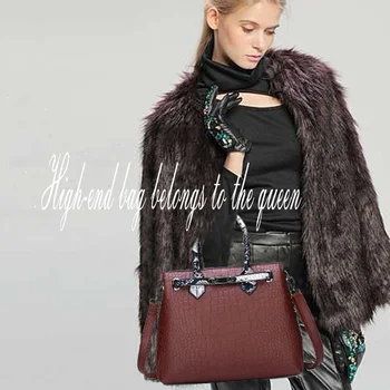 Women\'s bag luxury brand designer high quality classic crocodile pattern handbag 2