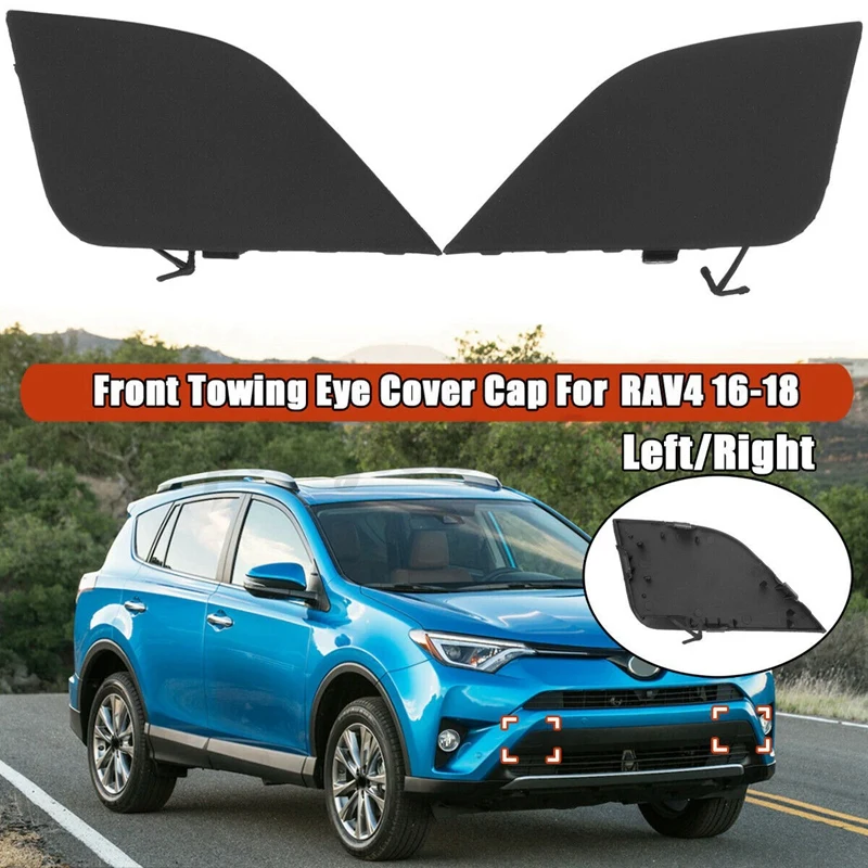 Left & Right Front Bumper Tow Hook Towing Eye Cover Cap for Toyota RAV4