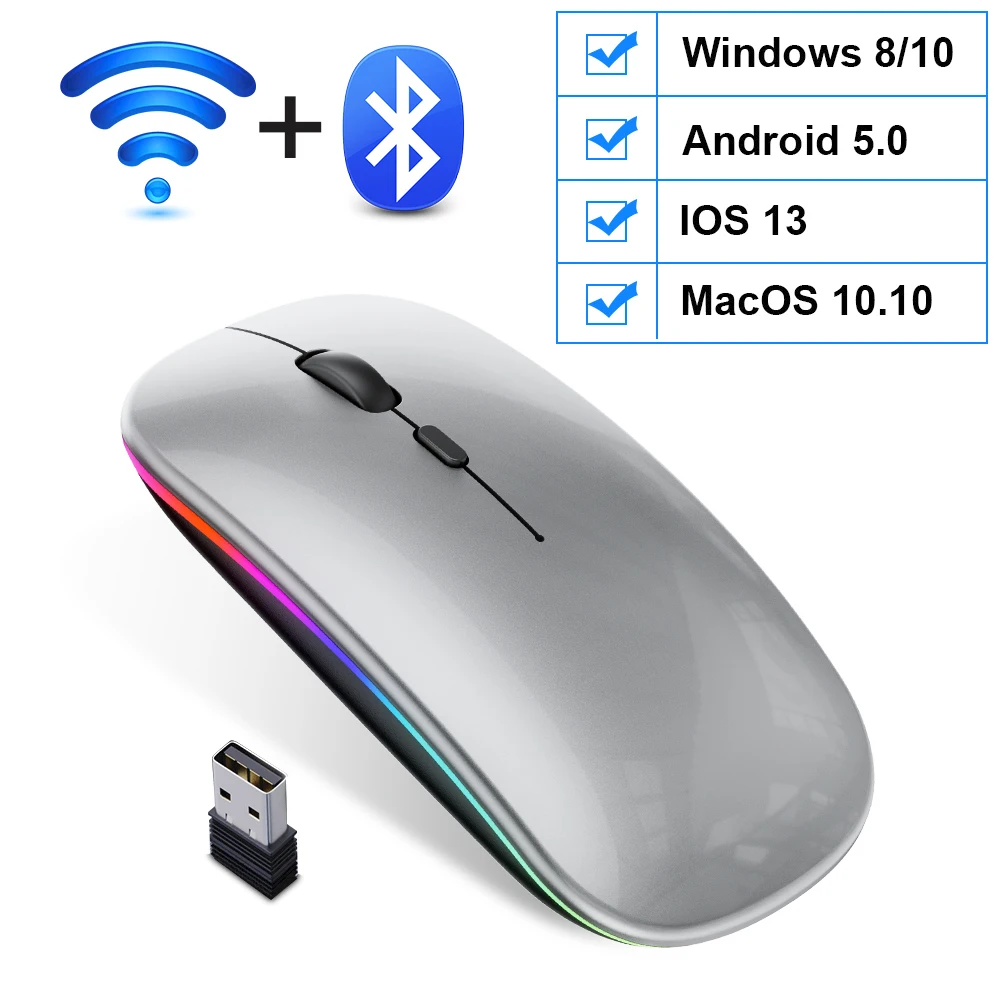 best wireless gaming mouse Wireless Mouse RGB Bluetooth Computer Mouse Gaming Silent Rechargeable Ergonomic Mause With LED Backlit USB Mice For PC Laptop best pc gaming mouse Mice