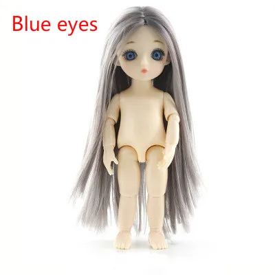 gray1-blue Голубые глаза Bjd мульти-шарнирная кукла 1/12 13 шарнирная Bjd Кукла 16 см голубые глаза оригинальные куклы принцессы для девочек Подарки на день рождения игрушки для детей - Цвет: gray1-blue