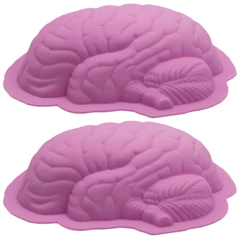 

2pcs Safe Brain Shape Durable Food-Grade Pink Silicone Cake Molds Baking Molds Baking Tools For Baking Cake Home Dessert Party