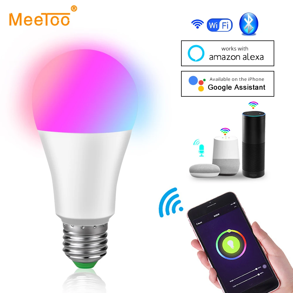 E27 B22 RGB Smart LED Bulb Light Color Changing Dimmable Remote/ Bluetooth Lamp 