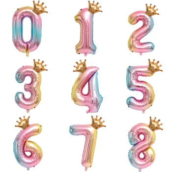 

32inch Number Balloons Foil Balloon Gold Silver Blue Digital Globos Wedding Birthday Party Decoration Baby Shower Supplies